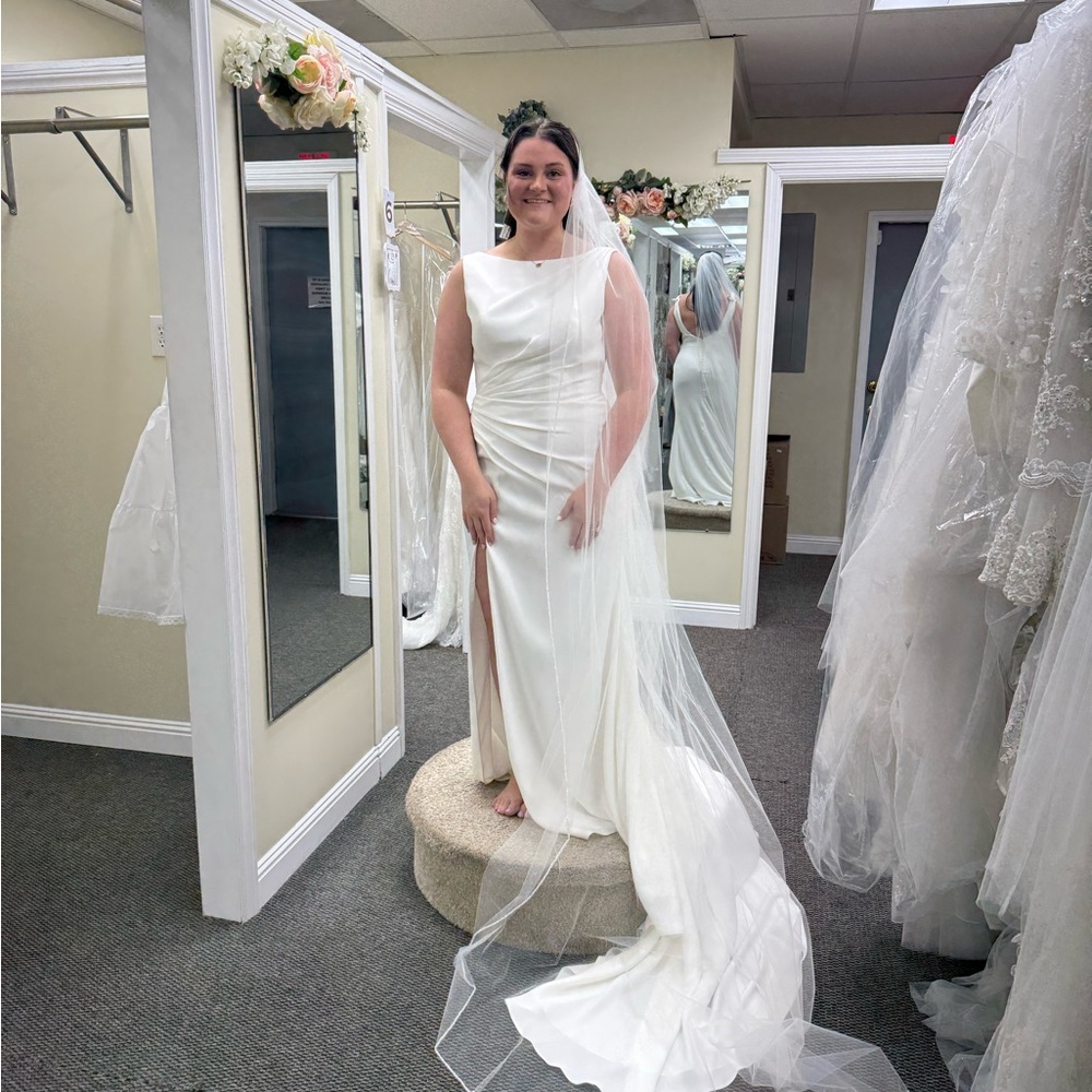 Sincerity Bridal Ivory Sheath Wedding Gown with Side Slit